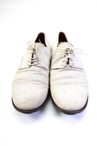 Jean-Michel Cazabat Mens Beige Lace Up Canvas Oxford Shoes Size 11
