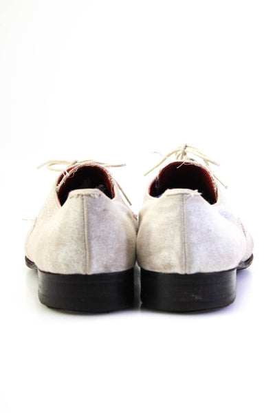 Jean-Michel Cazabat Mens Beige Lace Up Canvas Oxford Shoes Size 11