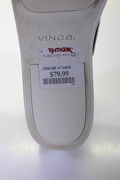 Vince Women's Leather Peep Toe Platform Slip On Sandals Black Size 7.5