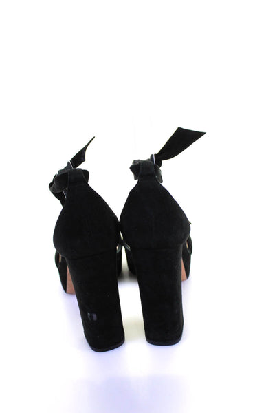 Alexandre Birman Womens Black Suede Ankle Strap Platform Sandals Shoes Size 9.5