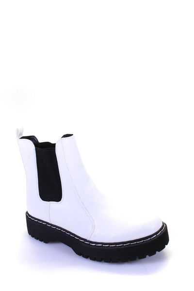 Sincerely Jules Women's Leather Platform Chelsea Boots White Size 7.5