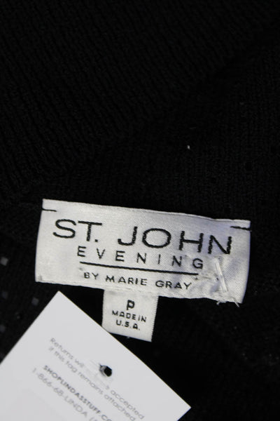 St. John Evening Womens Sequin Slim Fit Cowl Turtleneck Sweater Black Size P