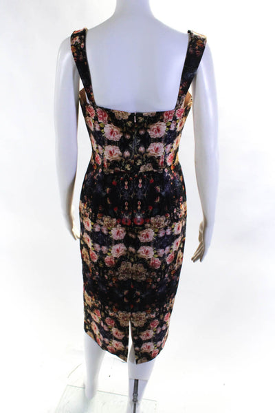 Black Halo Janie Bryant Womens Floral Print Dress Black Multi Colored Size 6