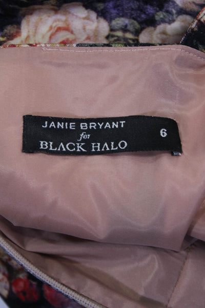 Black Halo Janie Bryant Womens Floral Print Dress Black Multi Colored Size 6
