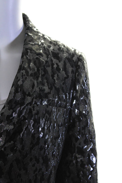 Michael Kors Womens Metallic Camouflage Print One Button Blazer Gray Size 8