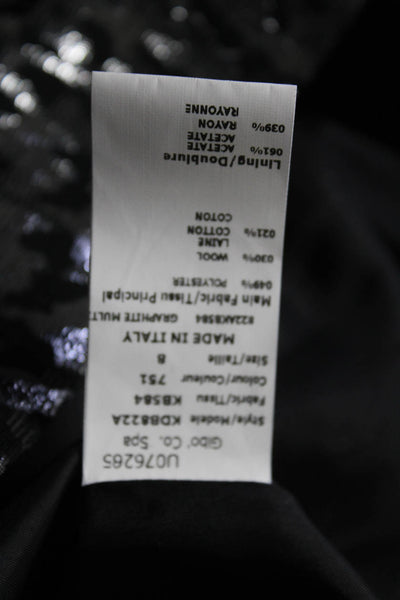 Michael Kors Womens Metallic Camouflage Print One Button Blazer Gray Size 8
