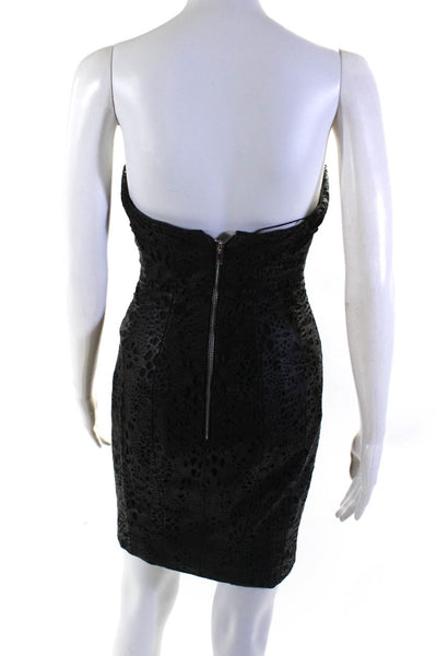 Fotini Womens Back Zip Sweetheart Leather Laser Cut Dress Black Size 4