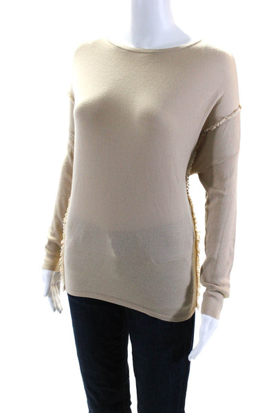 Ralph Lauren Women's Round Neck Long Sleeves Pullover Sweater Beige Size M