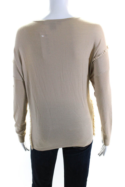 Ralph Lauren Women's Round Neck Long Sleeves Pullover Sweater Beige Size M