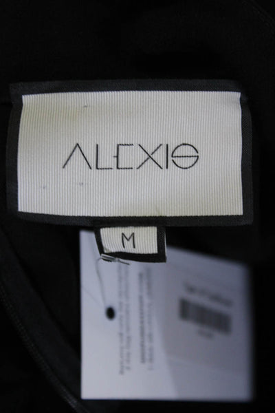 Alexis Women's Long Sleeve Flounce Trim Mock Neck Blouse Black Size M