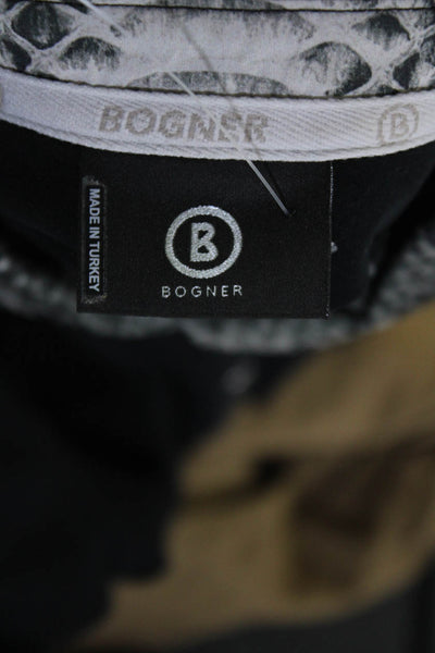 Bogner Women's Long Sleeve Snakeskin Print Embellished Blouse Black Size M
