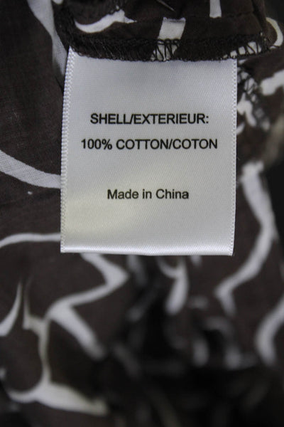 Tory Burch Women's Cotton Abstract Print Long Sleeve Tunic Dress Brown Size 0