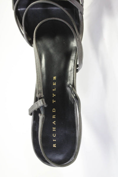 Richard Tyler Women's Satin Open Toe Strappy Heels Gray Size 8.5