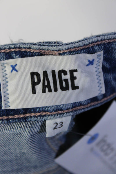 Paige Womens Denim High Rise Light Wash Straight Leg Jeans Blue Size 23