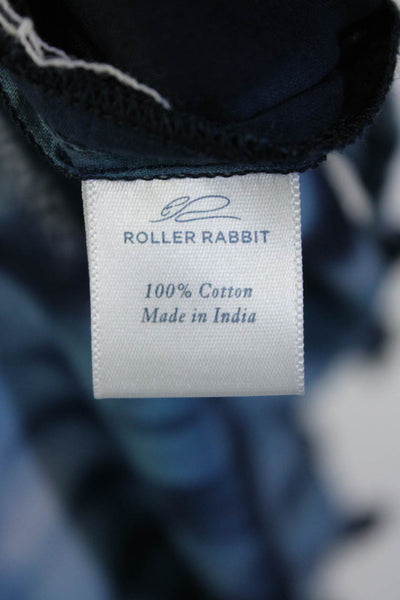 Roller Rabbit Womens Sleeveless Keyhole Tassel Tie Dyed Top Blue Cotton Medium