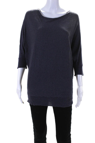 Eileen Fisher Womens 3/4 Sleeve Scoop Neck Oversized Sweater Purple Size Small