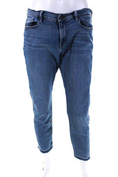 Frame Denim Mens Le Garcon Frayed Ankle Denim Slim Straight Jeans Blue Size 30