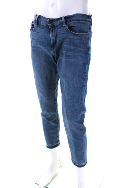 Frame Denim Mens Le Garcon Frayed Ankle Denim Slim Straight Jeans Blue Size 30