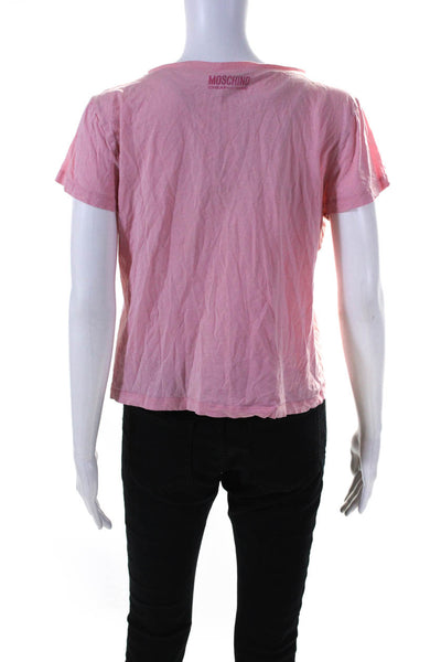 Moschino Cheap & Chic Womens Graphic Short Sleeved Round Neck Shirt Pink Size 12