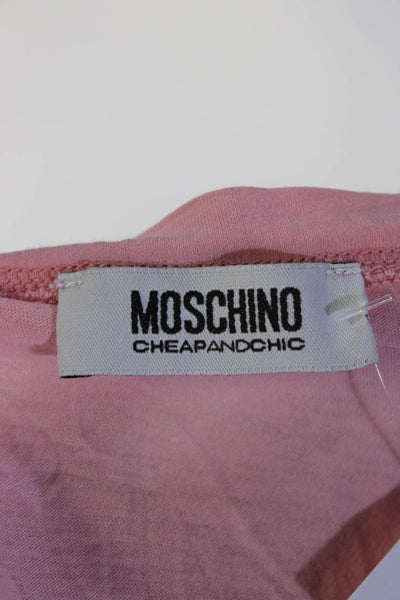 Moschino Cheap & Chic Womens Graphic Short Sleeved Round Neck Shirt Pink Size 12