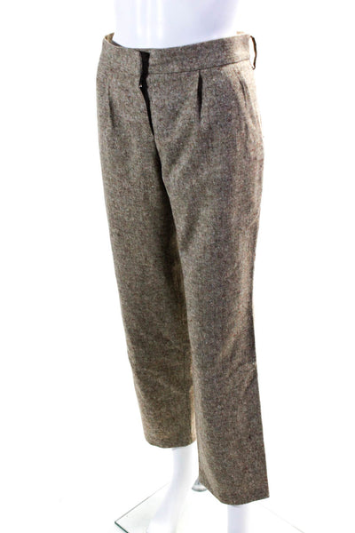 Louis Vuitton Women's Wool Pleated Front Straight leg Trousers Brown Size 40
