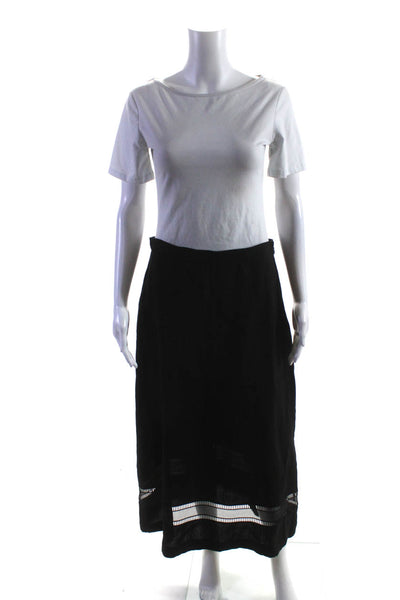 Ralph Lauren Purple Label Womens Black Linen Maxi A-Line Skirt Size 10