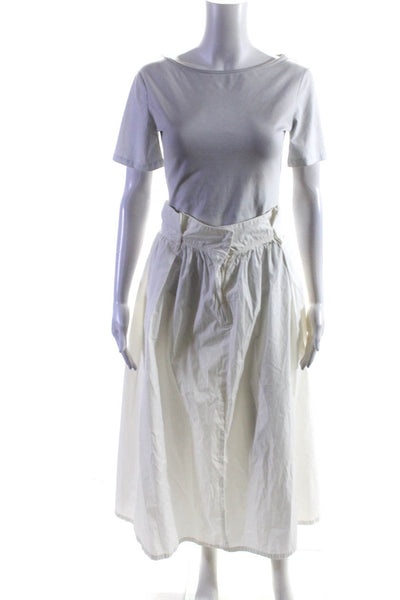 Weekend Max Mara Womens White Cotton Maxi A-Line Skirt Size 14
