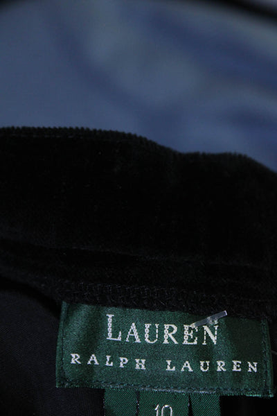 Lauren Ralph Lauren Womens Black Cotton Velvet High Rise Straight Pants Size 10