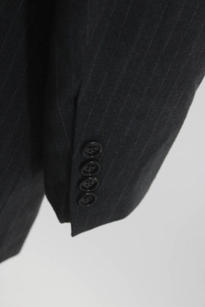 Ermenegildo Zegna Mens Striped Two Button Blazer Gray Wool Size EUR 54 Regular