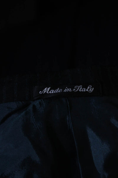 Pal Zileri Mens Striped Blazer Jacket Black Blue Wool Size EUR 54 Long