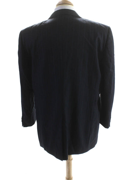 Ermenegildo Zegna Mens Pinstriped Blazer Navy Blue Wool Size EUR 54