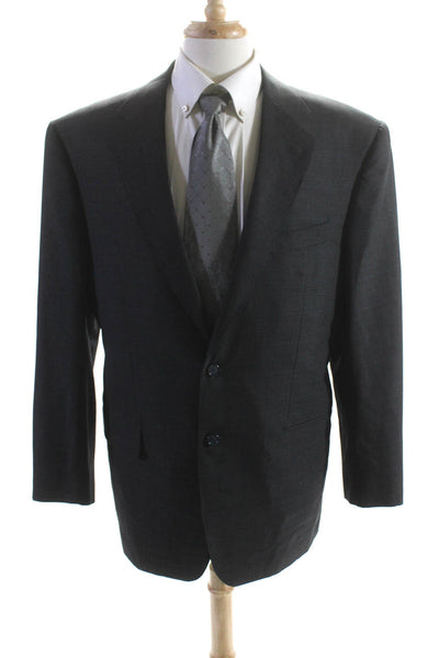 Vitale Barberis Mens Plaid Two Button Blazer Jacket Gray Size 44