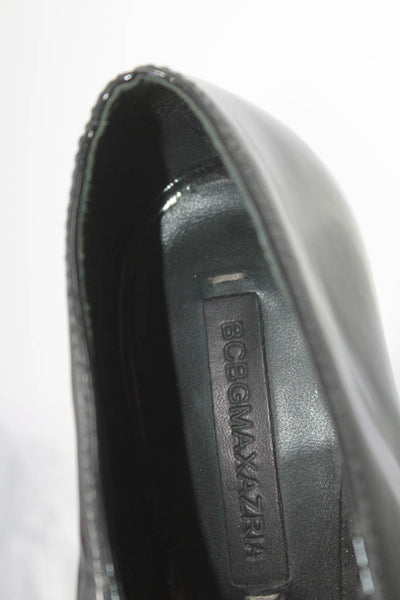 BCBGMAXAZRIA Womens Black Leather Peep Toe High Heels Mary Jane Shoes Size 8.5B