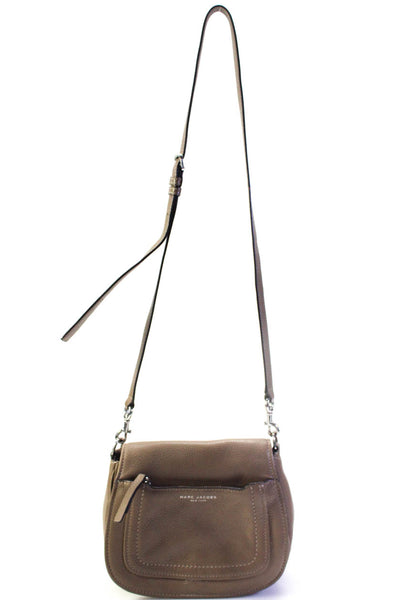 Marc Jacobs Womens Leather Magnet Flap Crossbody Shoulder Handbag Gray