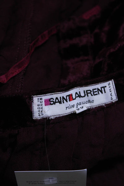 Saint Laurent Womens Red Velvet Knee Length A-Line Wrap Shirt Size 38