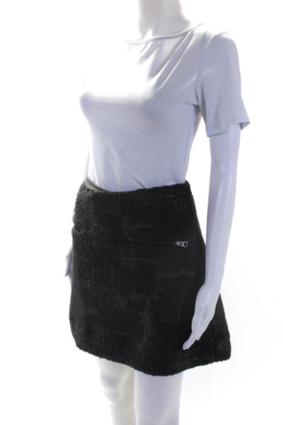 Dylan Womens Check Print Faux Sherpa Fleece Mini Skirt Dark Gray Size 6