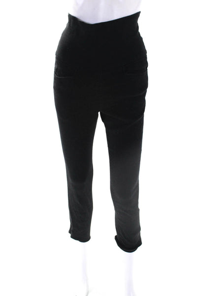 Isabel Marant Womens High Waist Skinny Cropped Pants Black Linen Size FR 36
