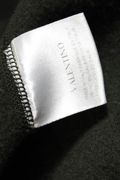 Valentino Womens Fleece Turtleneck Ruffle Full Zip Jacket Dark Green Size Medium