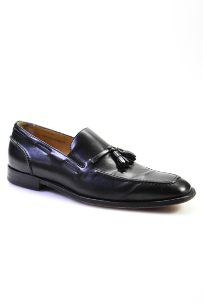 Cole Haan Mens Leather Tassel Front Slide On Dress Loafers Black Size 9.5 Medium