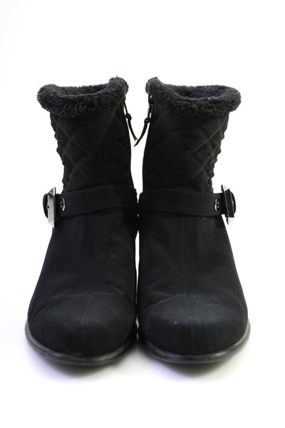 Stuart Weitzman Womens Side Zip Round Toe Quilted Trim Boots Black Size 8.5