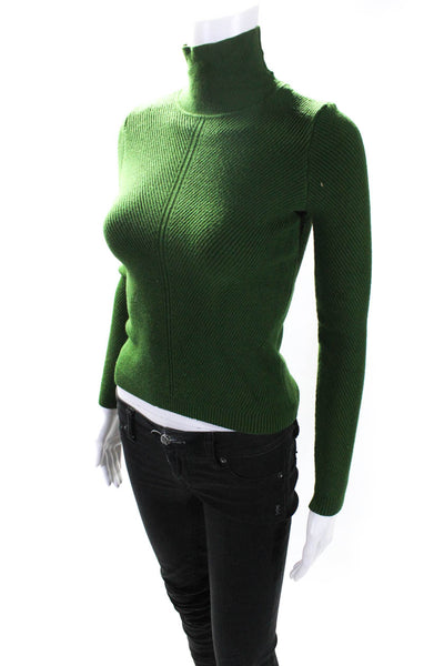 House of Harlow 1960 Womens Knit Long Sleeve Turtleneck Sweater Green Size 2XS