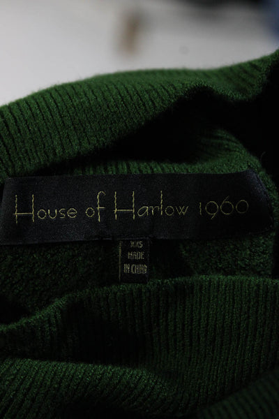 House of Harlow 1960 Womens Knit Long Sleeve Turtleneck Sweater Green Size 2XS