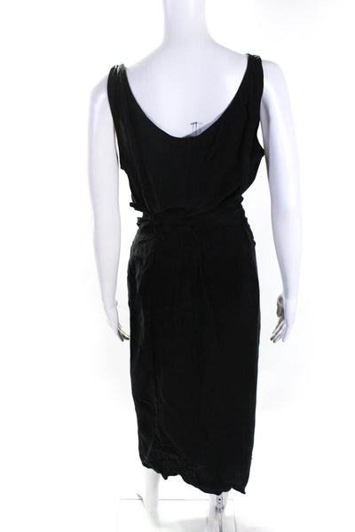 Anemone Womens Black Scoop Neck Tie Front Sleeveless Hi-Low Dress Size M