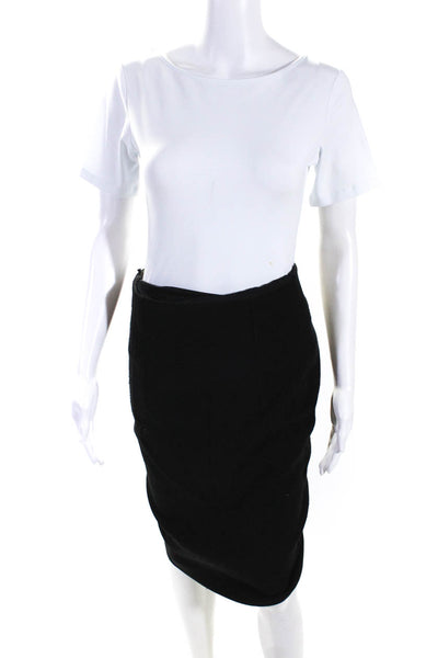 Boss Hugo Boss Womens Solid Black Lined Midi Pencil Skirt Size 4