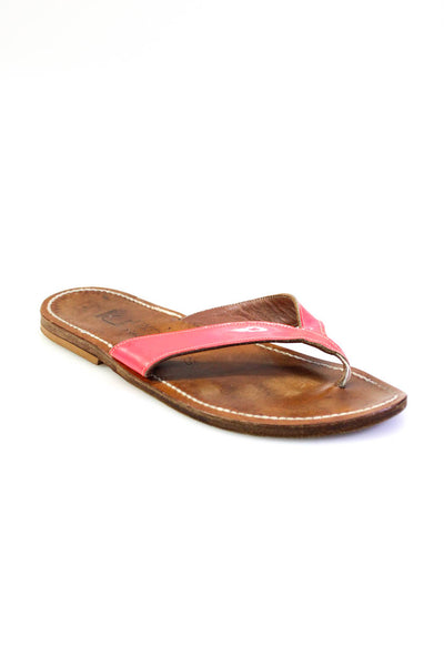 Kjaques St. Tropez Womens Orange Brown Flat Flip Flops Sandals Shoes Size 9