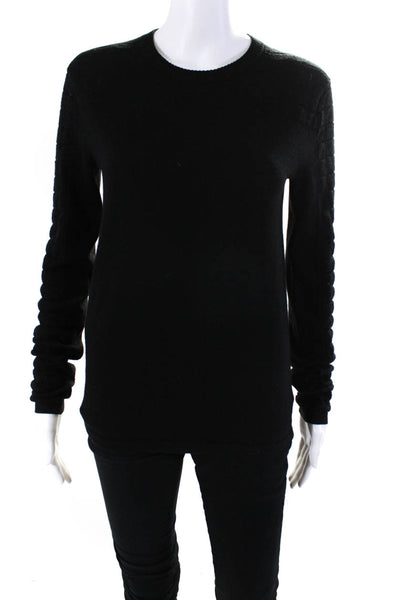Proenza Schouler Womens Wool Textured Knit Long Sleeve Sweater Black Size S