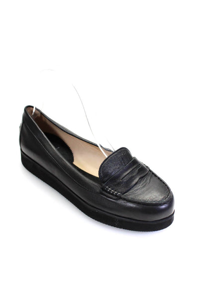 Reve D Un Jour Womens Slip On Round Toe Platform Loafers Black Leather Size 37