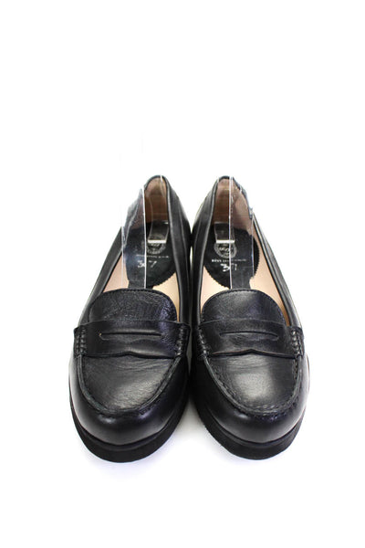 Reve D Un Jour Womens Slip On Round Toe Platform Loafers Black Leather Size 37