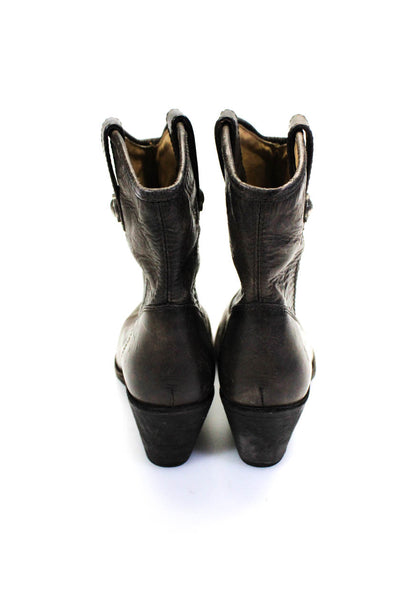 Frye Womens Slip On Block Heel Round Toe Boots Dark Brown Leather Size 5.5M