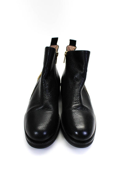 Ron White Womens Double Zip Grain Leather Ankle Boots Black Size 38.5